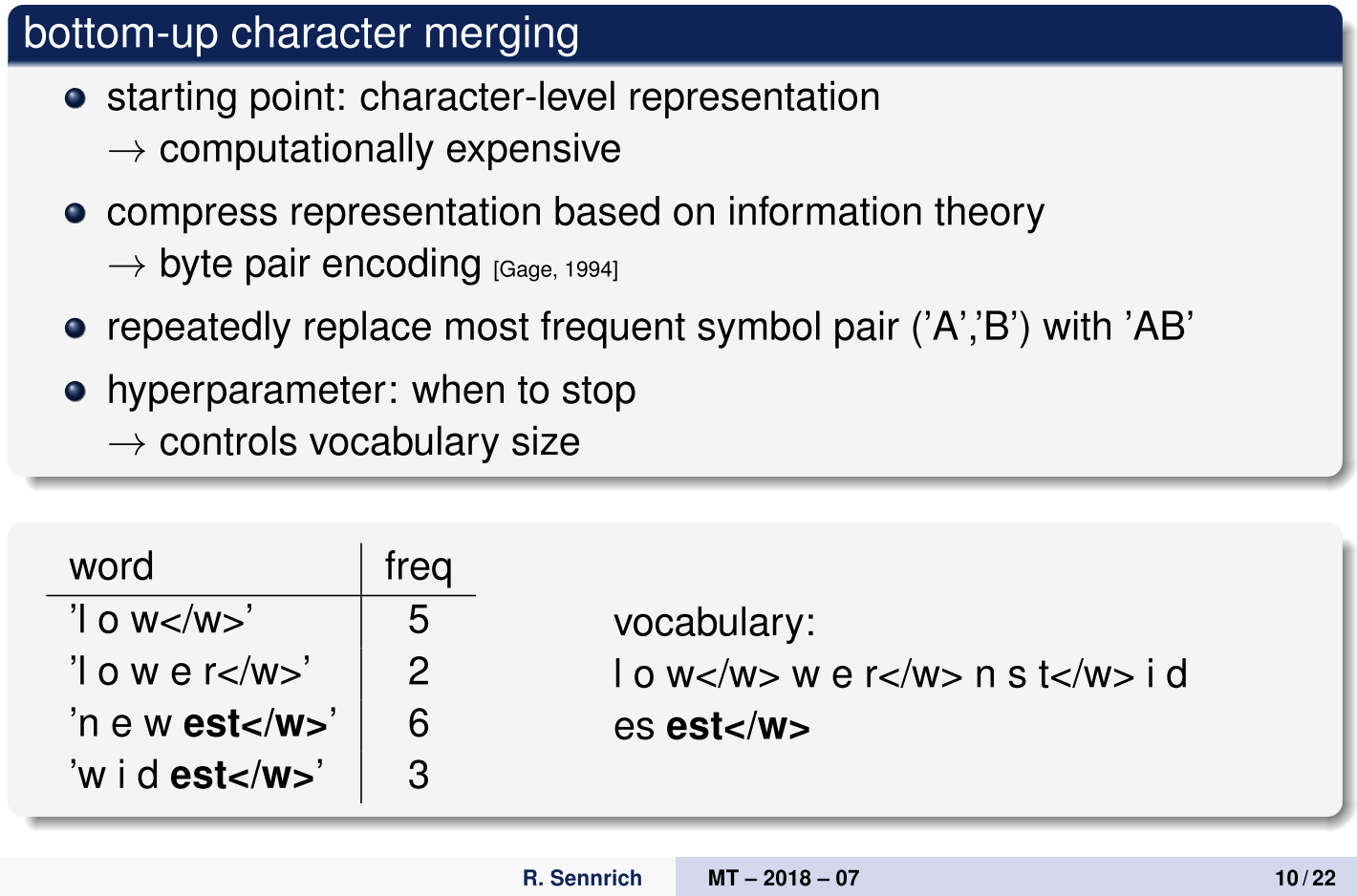 Dr. Rico Sennrich MT Lecture 2018/07